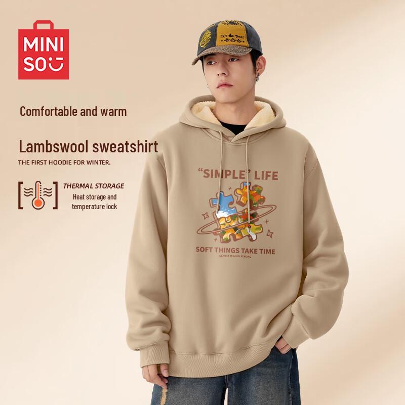 

MINISO Men s Lamb Fleece Hooded Sweatshirt XL