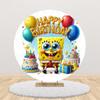 Cartoon SpongeBob Children Birthday Party Round Backdrop Cover Kid Room Decoration Baby Shower Photography Background Props