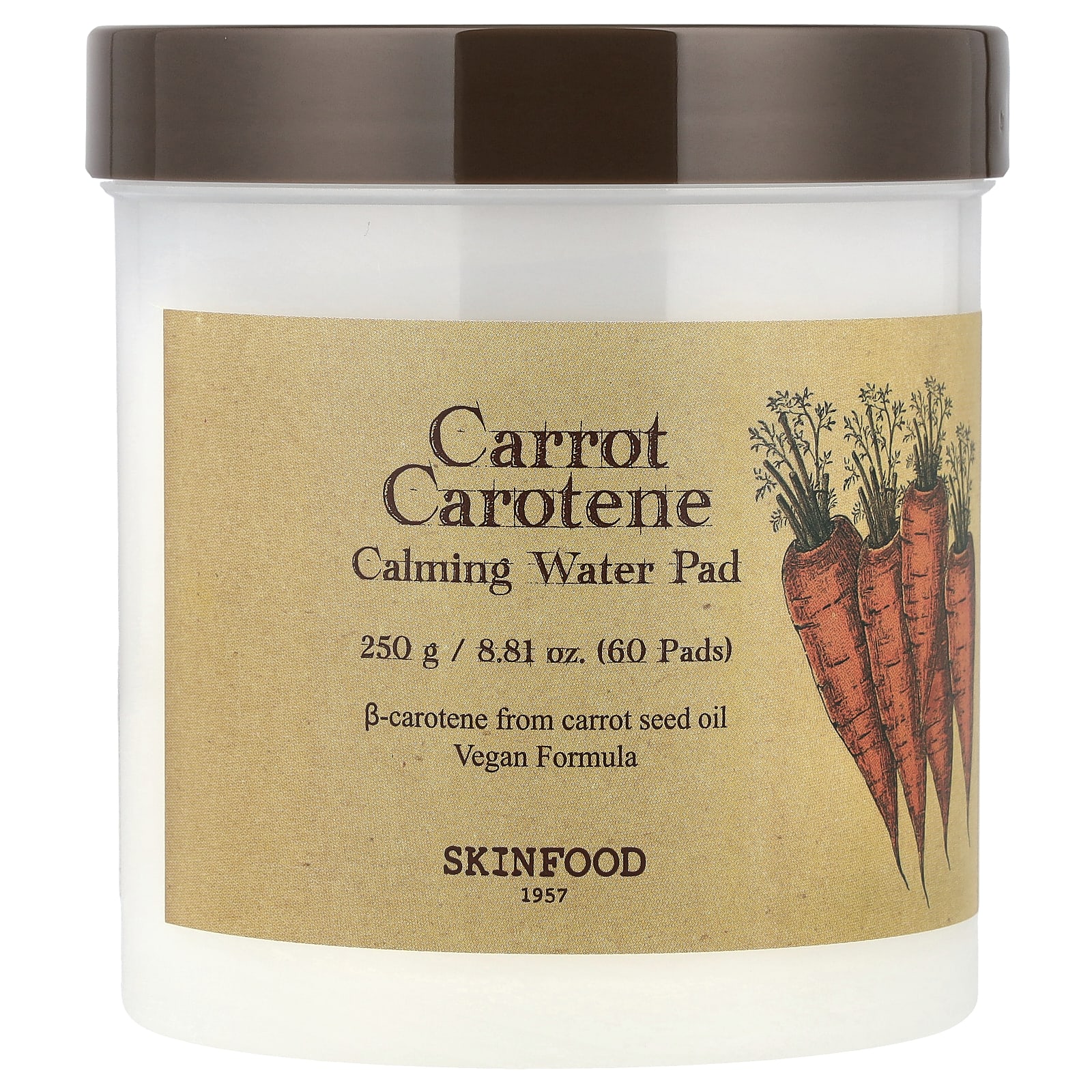 

SKINFOOD, carrot carotene, calming water pad, 60 pads