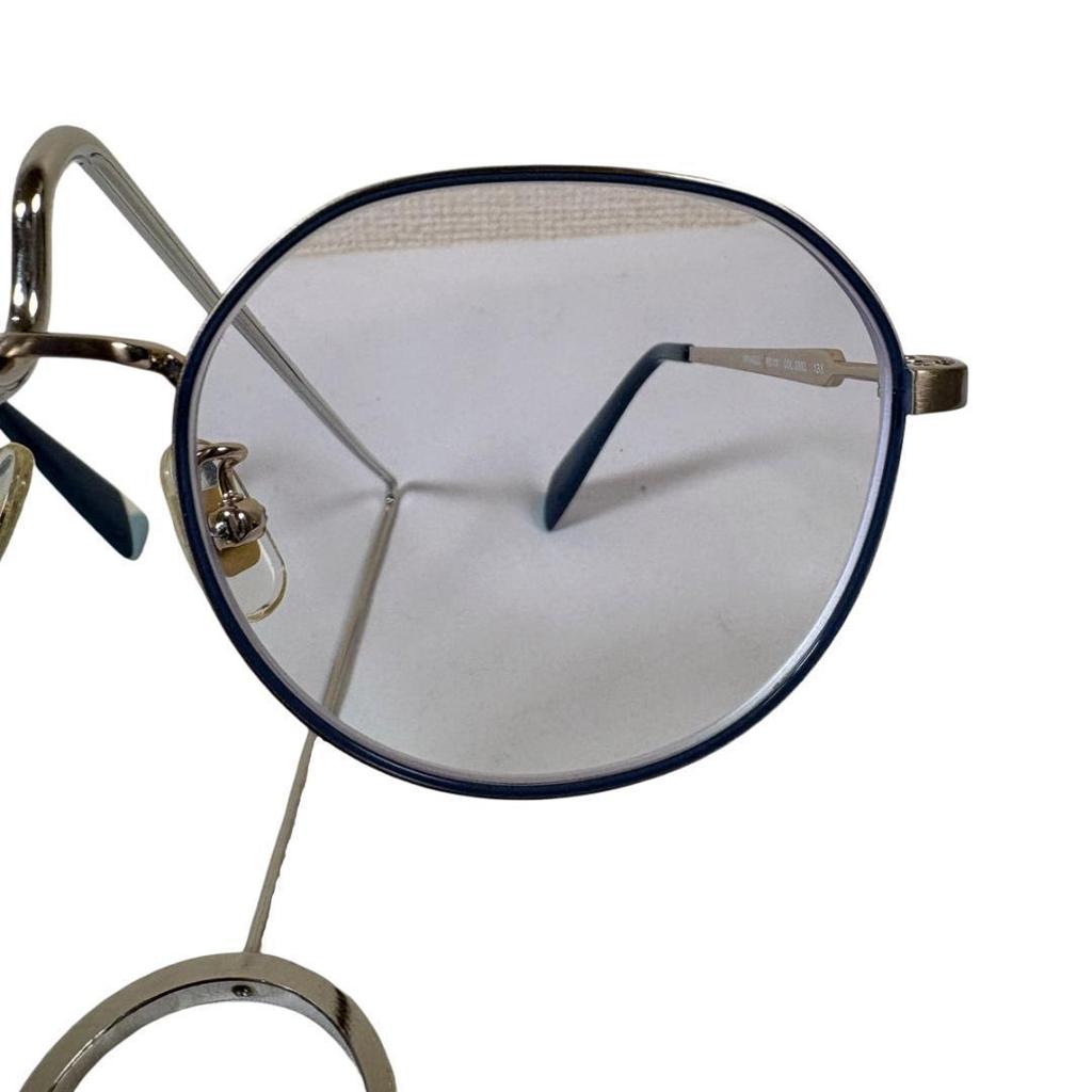 Used FURLA Glasses Titanium Smoky Blue Round Crown Panto