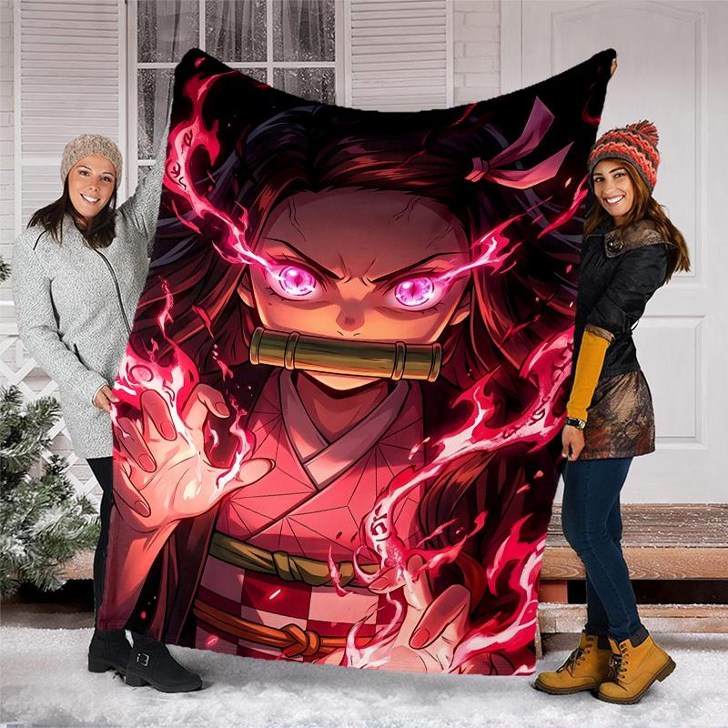 1pc nezouko3 Theme Blanket - Digital Print, Polyester, Cozy for All Seasons, Perfect for Outdoor, and Travel
