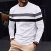 Plus Size Men's Color Block Crew Neck Long Sleeve Base Layer Pullover for Autumn & Winter