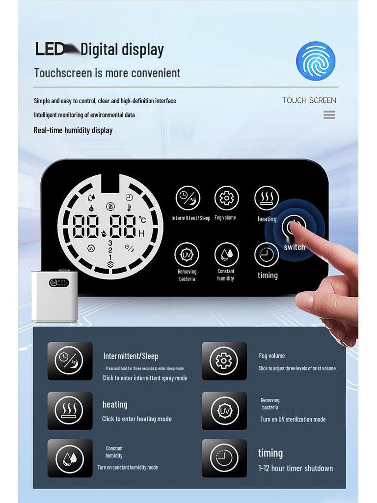 Heated Ultrasonic Humidifier: Large Capacity, Silent, WiFi-Enabled Aromatherapy Machine for Home and Office