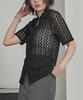 Miette Collared Lace Short Sleeve Top Free Black Women's RFJR2168, Size,
