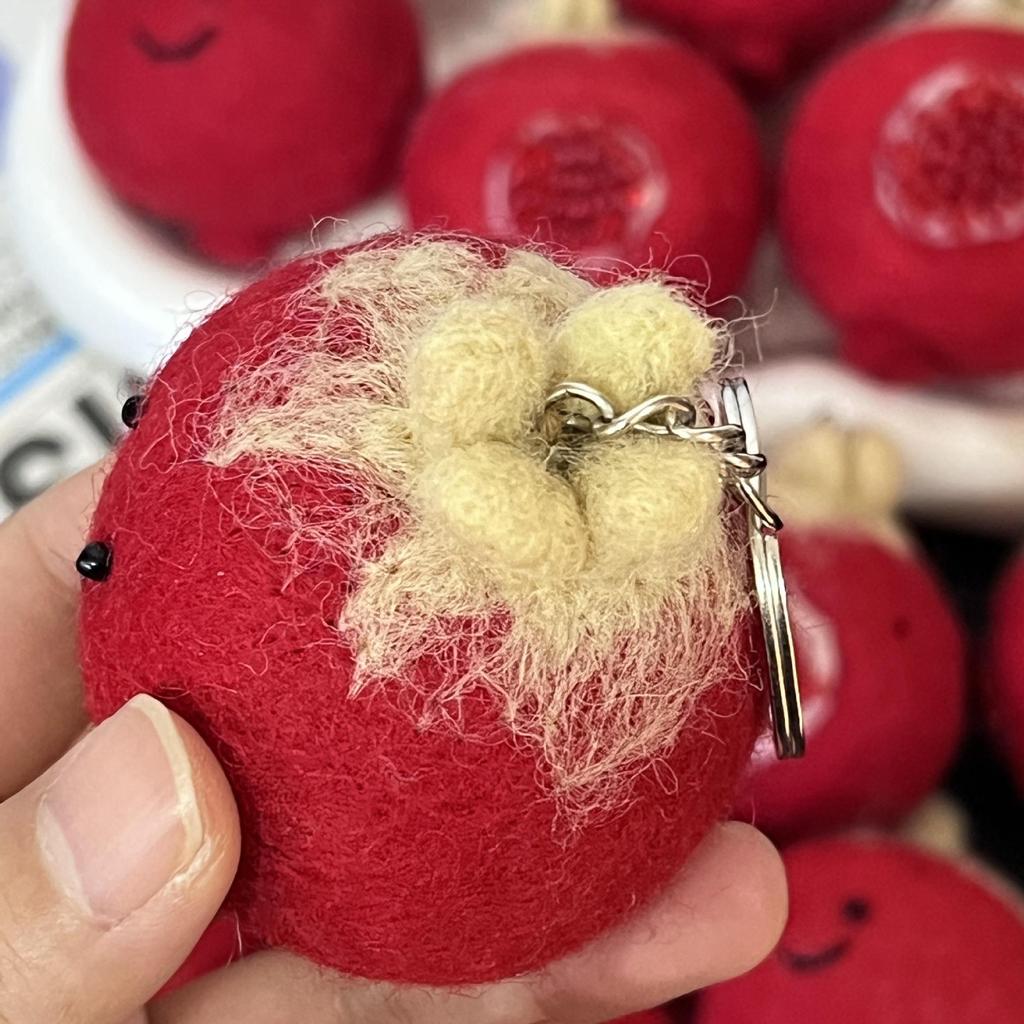 Handmade Pomegranate Wool Felt Bag Charm Keychain Ornament