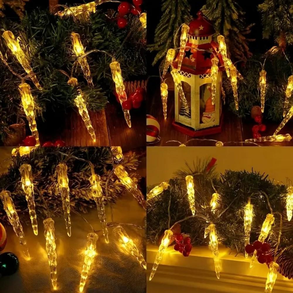 LED Battery-Powered Icicle String Lights - Waterproof, Decorative, Multicolored for Outdoor Camping Atmosphere