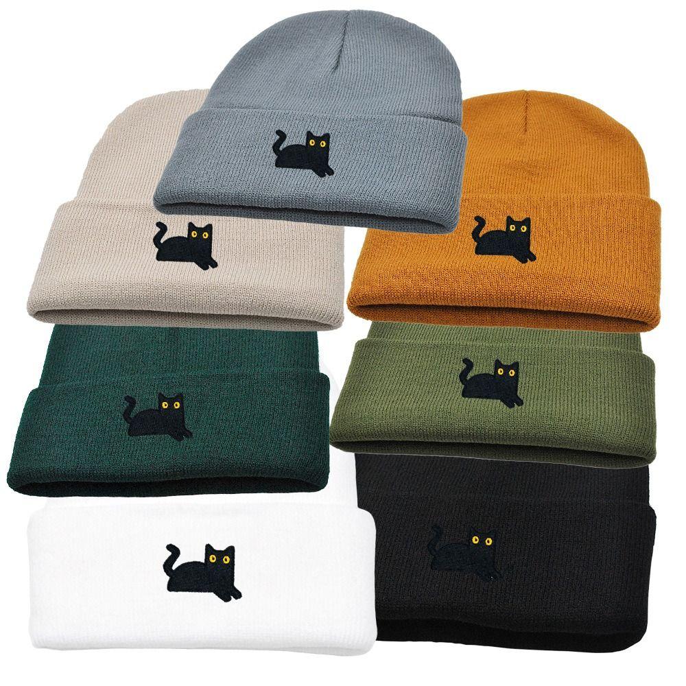 Embroidery Knit Beanies Warm Winter Caps Retro Knit Cap Travel