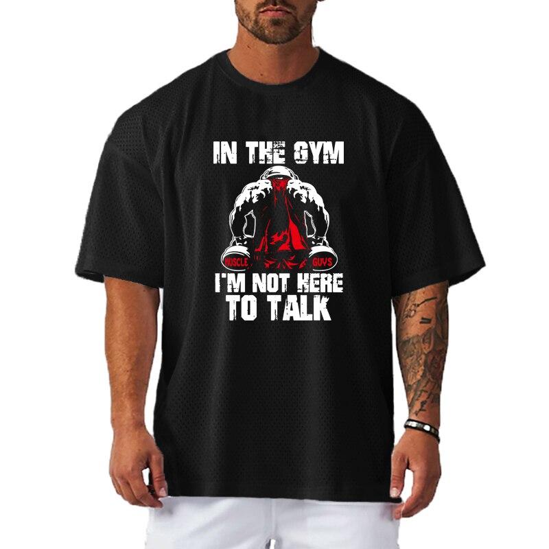 Muscleguys Summer Sports Breathable Short-sleeved O-neck T-shirt Men's Thin Mesh Quick-drying Fitness Bodybuiling Polyester Tees