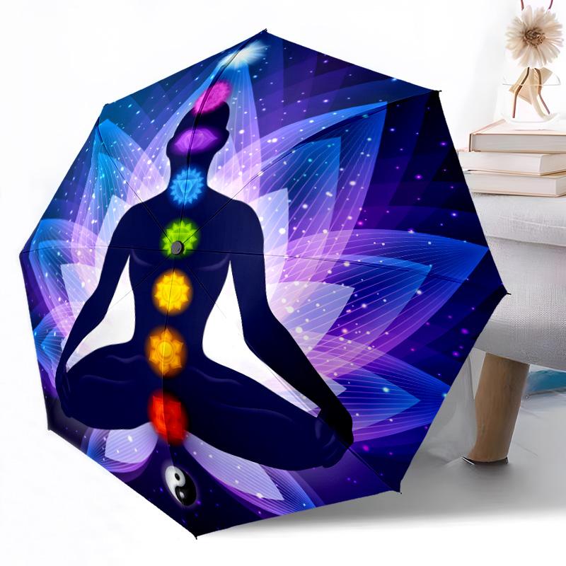 Meditate Automatic Umbrella Sturdy 8-Rib Shaft Compact Design for Outdoor Daily Use Vibrant Pattern Umbrella