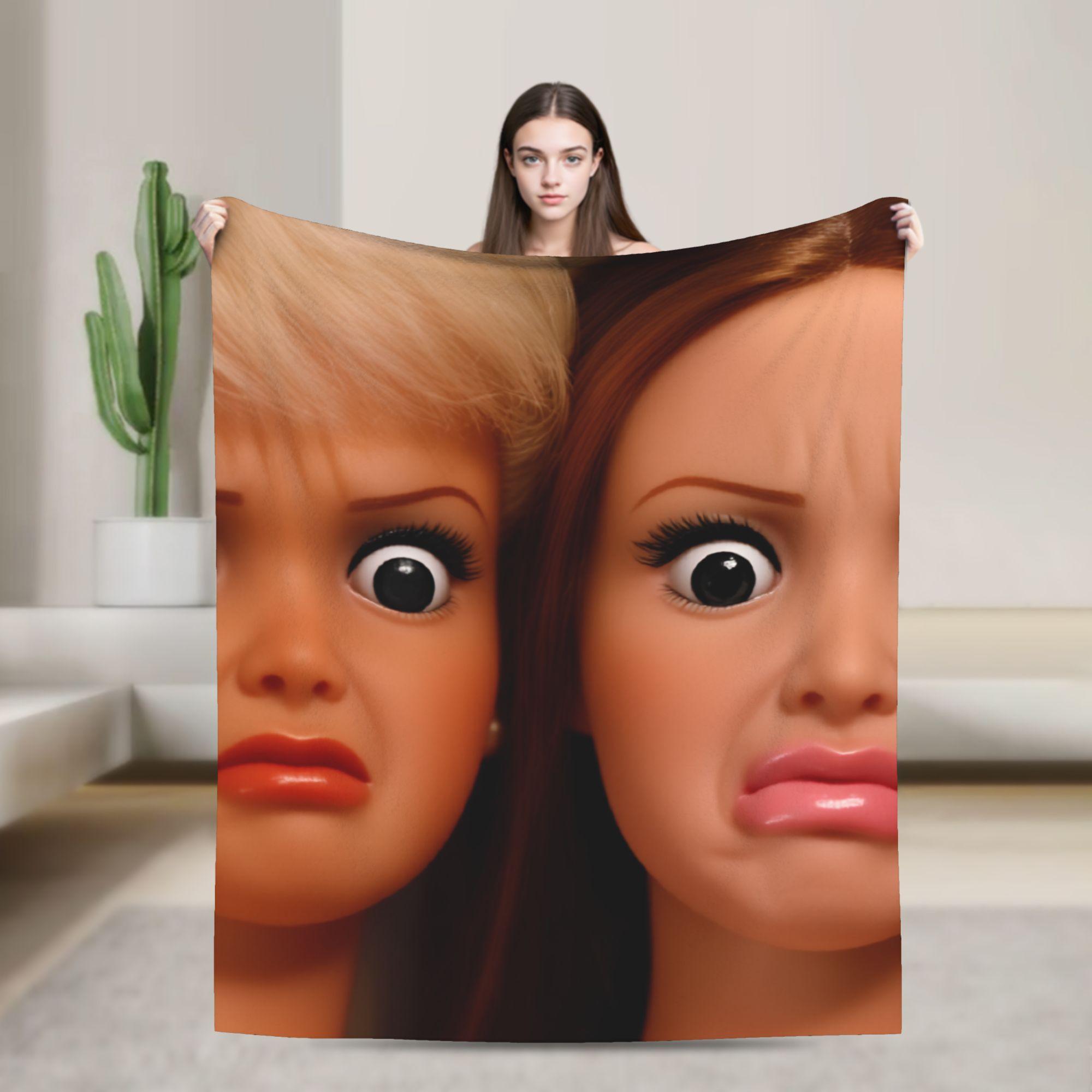 

Funny Disgusting Doll face Meme Hilarious Sarcastic Blankets Warm Funny Plush Throw Blanket Living Room Flannel Bedspread 100x150cm