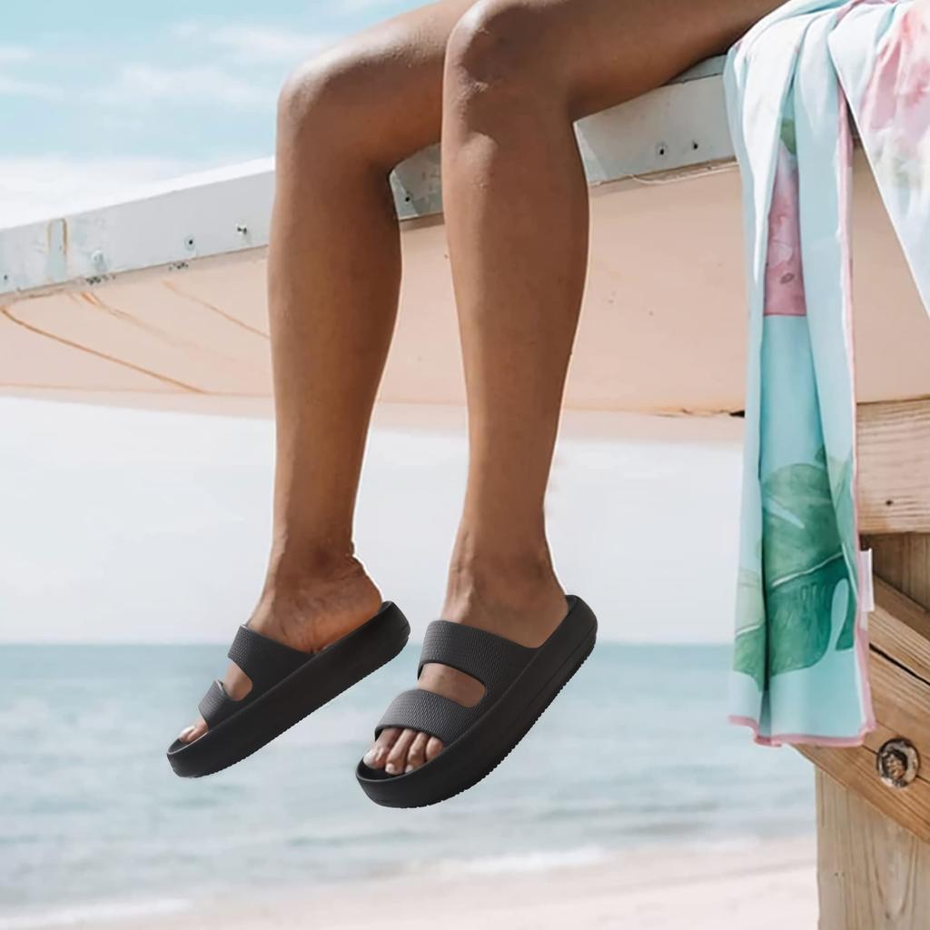 Fashion Kidmi Pillow Women Slippers and Men Non Slip Quick Drying Shower Slides Indoor Bathroom Sandals Soft Cushion Thick Sole Slippers