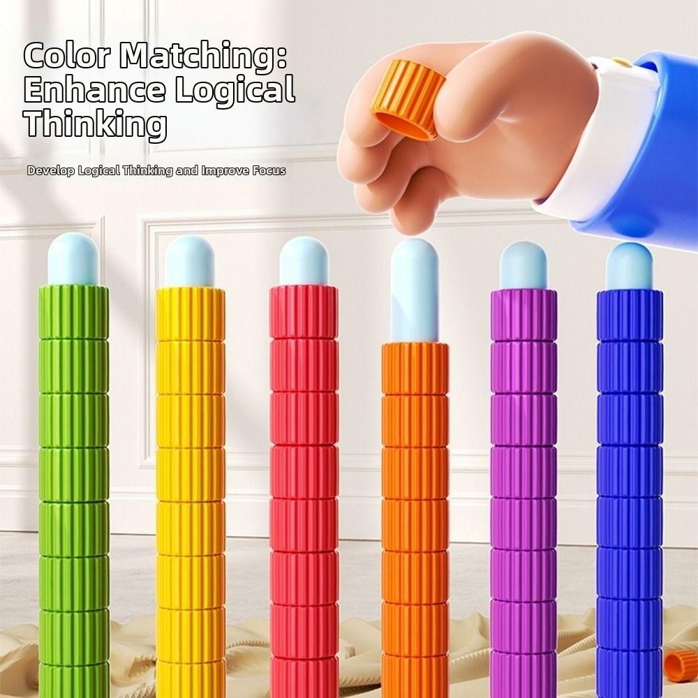 Reusable Stacking Rainbow Rings Educational Toy Color Matching Color Matching Toy  Home Play