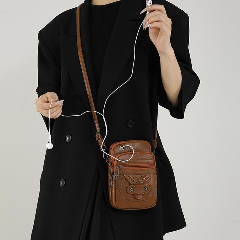 Multifunktionale kleine Umhängetasche aus weichem PU-Leder für Damen, Vintage-Designer, Handy-Geldbörse, kleine Umhängetasche für Damen