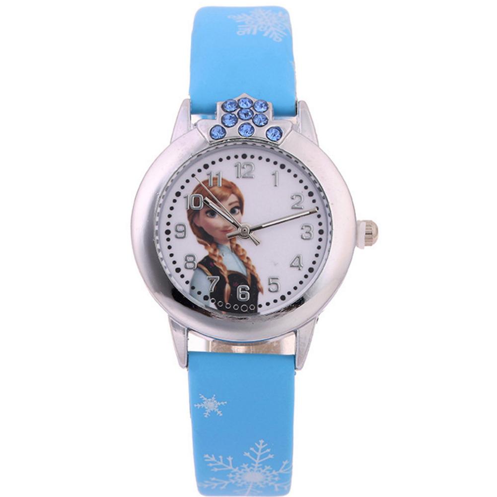 Children Cartoon Quartz Watch With Pu Band Cute Frozen Princess Waterproof Wrist Watch For 3-6 Years Old Kids