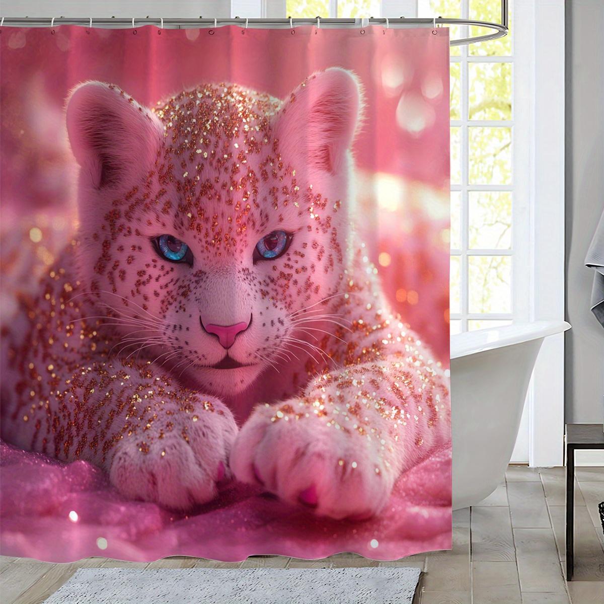 

1Pcs Pink Leopard Shower Curtain With Hooks, Stylish Home Decor For All Seasons, Bright Pink Leopard Design, Leopard Decor W60H190(CM)-1 Pcs