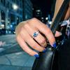 Versatile Use Blue Eye Ring Simple Style Rhinestone-Studded Ring Titanium Steel Ring  Gift