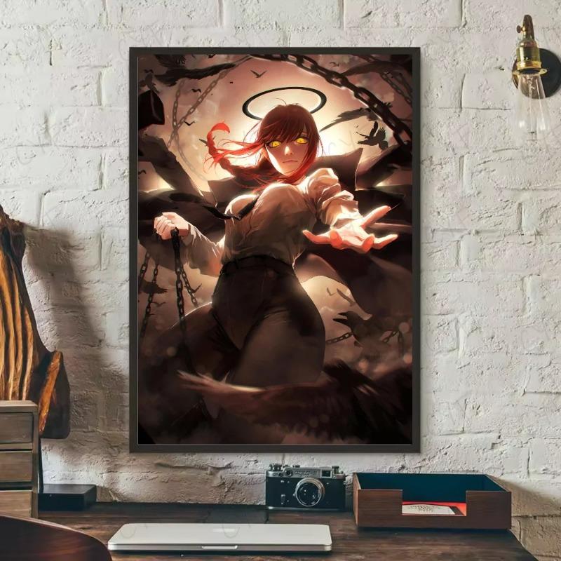 Chainsaw Man Anime Poster HD Art Sticky Wall Waterproof Home Living Room Bedroom Bar Aesthetic Decoration