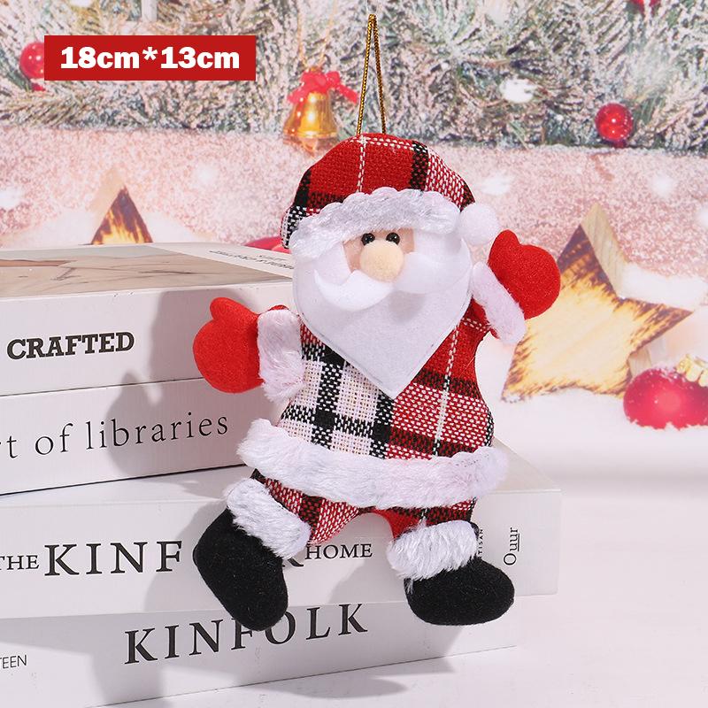 18cm×13cm Christmas Decorative Pendant Christmas Little Doll Santa Claus Snowman Deer Bear Fabric Doll Small Pendant Gift