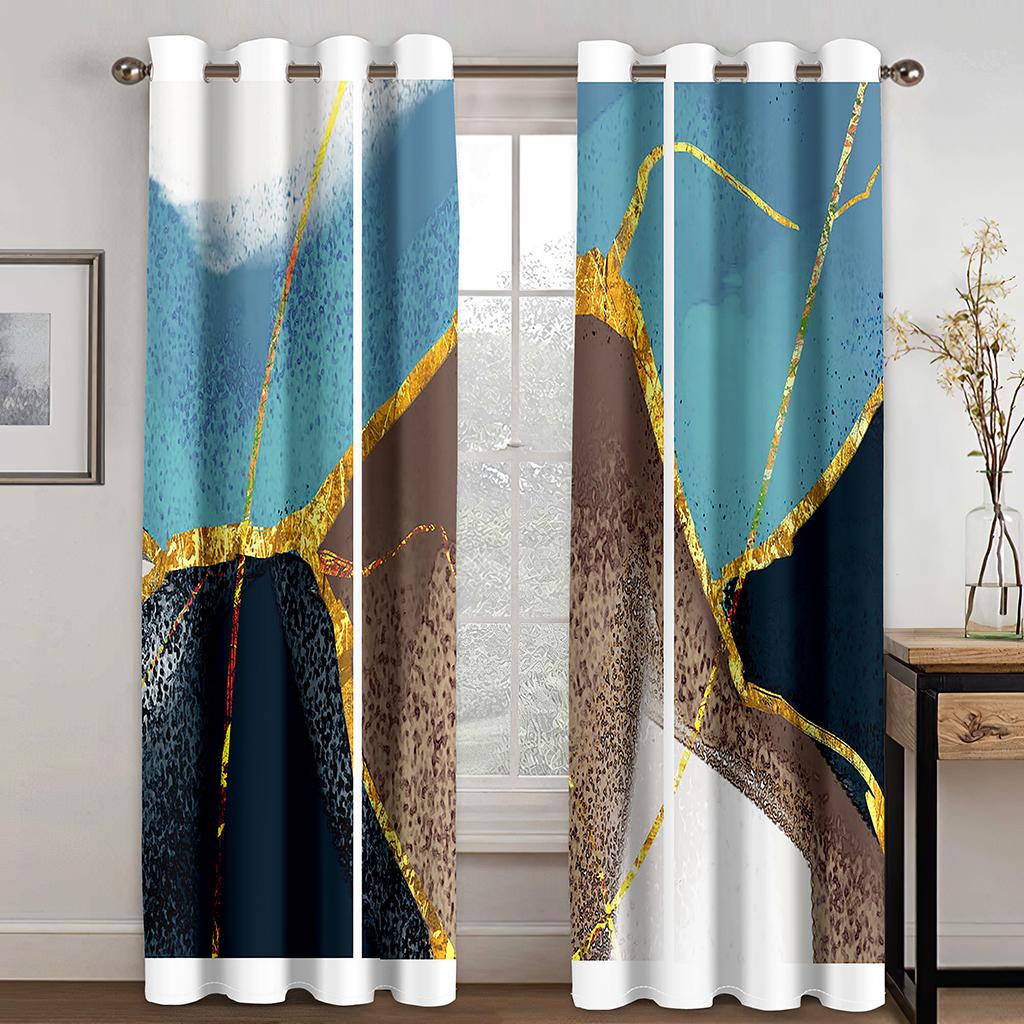 Realistische Anti-Marmor-Textur 3D Digital bedruckter Vorhang Wohnzimmer Schlafzimmer Polyesterfaser Vorhang zwei Paneele