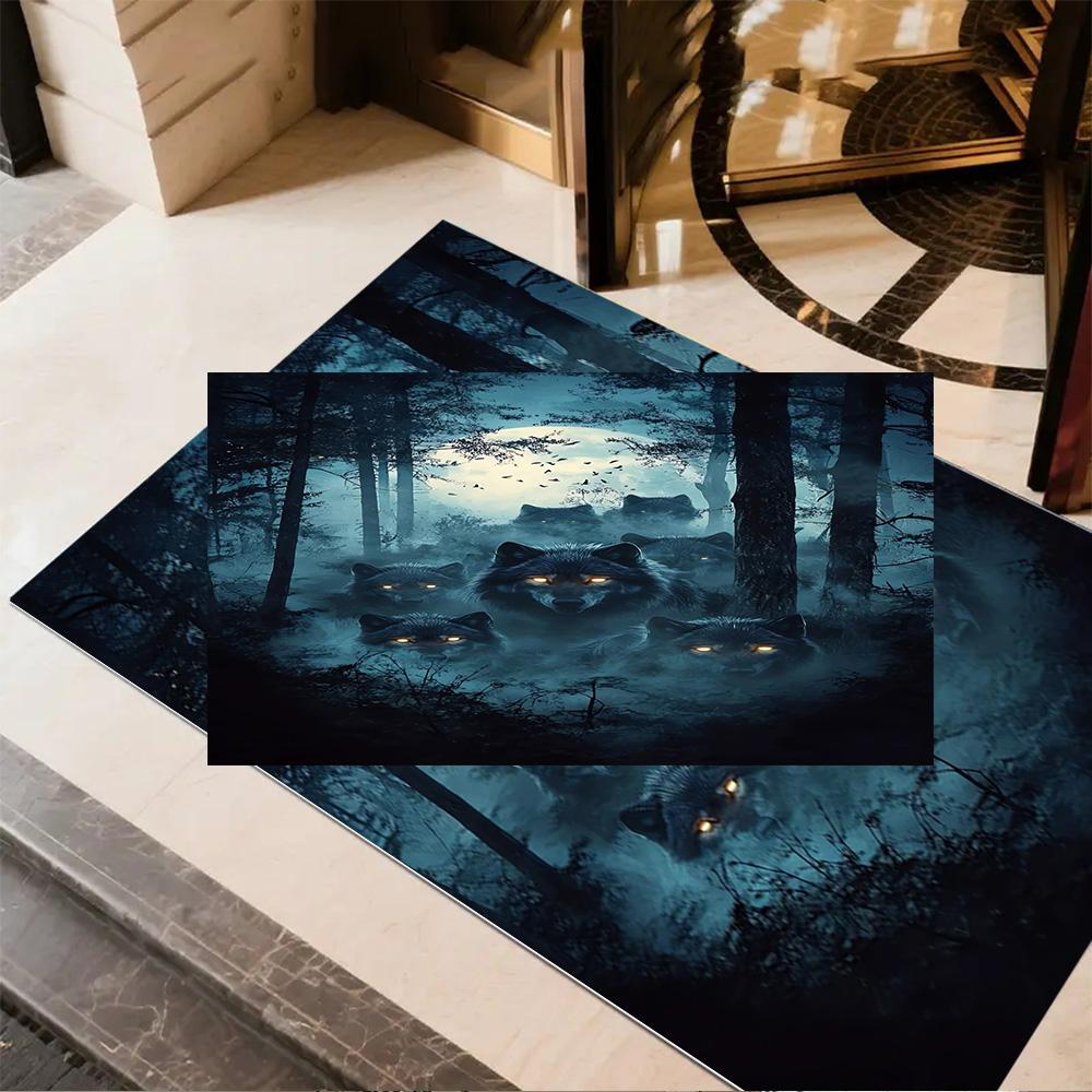 1pc Wolf Pack Forest Design Home Carpet Non-slip Office Decor Gift Living Room Bedroom