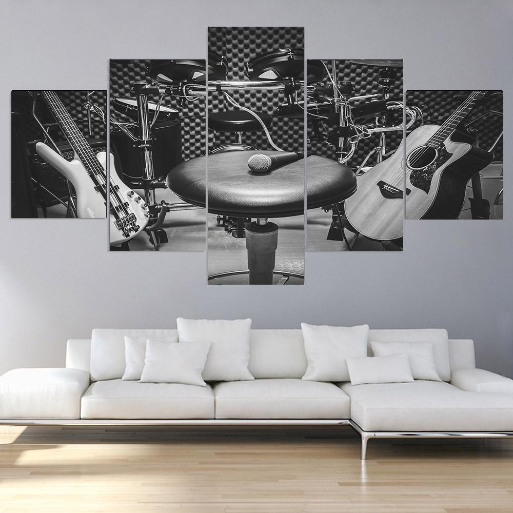 5 panelů Abstrakt The Drums of Neil Peart Hudební nástroj Obraz na plátně Plakáty a tisky Nástěnné obrazy Domácí dekorace Bez rámu