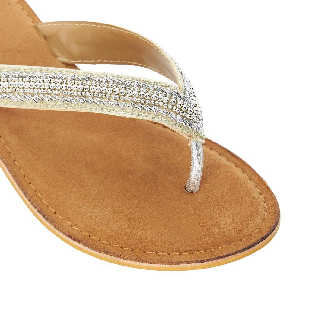 Dune London Womens/Ladies Labyrinth Beaded Suede Toe Post Flat Sandals