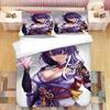 Genshin Impact Raiden Shogun Beding Set Bedrom Soft Modern Bedspreads Comefortable Children Kids Soft Duvet Cover Comfortable Quilt Cover And