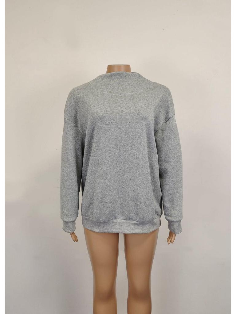 2025 Autumn/Winter Women's Loose High Neck Solid Color Long Sleeve Pullover Sweatshirt