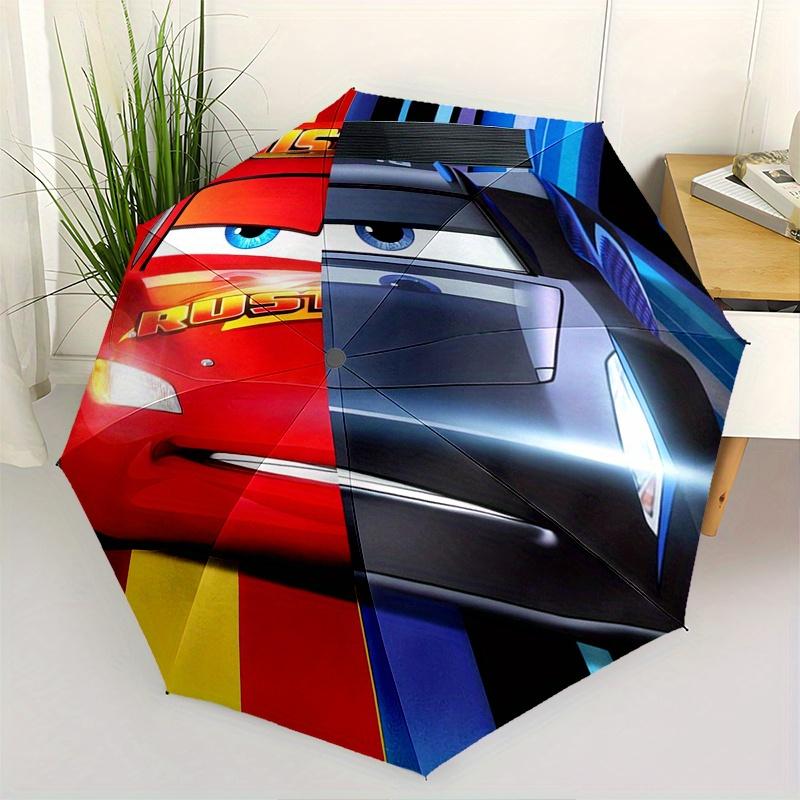 Rust-eze,Lightning McQueen Fully automatic themed umbrella - 8 ribs durable iron frame, tri-fold compact design, perfect as a gift, travel u