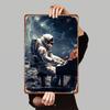 Astronaut Playing Piano In Space Metal Wall Art Sci Fi Decor for Living Room Bedroom Modern Home Decoration