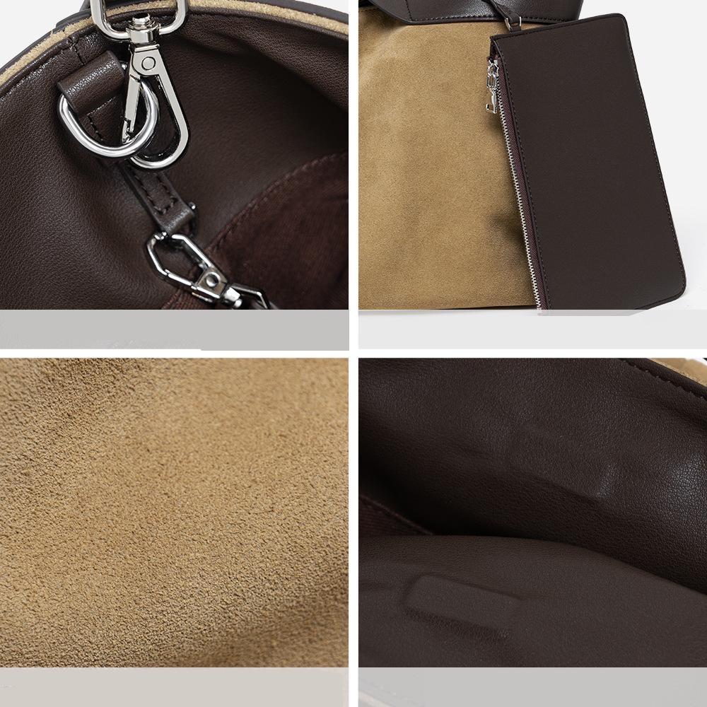 2026 Fall Winter New Suede Leather Tote Bag Unique Vintage Large Capacity Shoulder Crossbody Handheld Bag Durable Women Handbag
