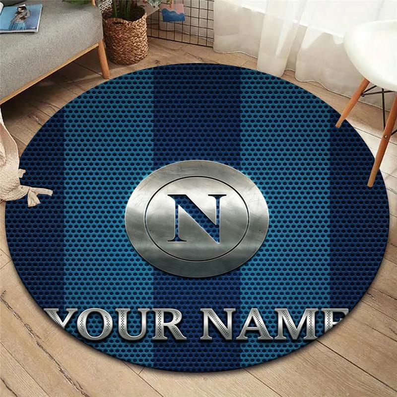 SSC Napoli Custom Name Round Area Rug,Carpet Rug for Living Room Bedroom Sofa Playroom Decor,Non-slip Floor Mat