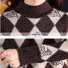 Fall/Winter Vintage Jacquard Sweater Women High Neck Knit Sweater Short Thick Loose Print Knitwear Top Jumper