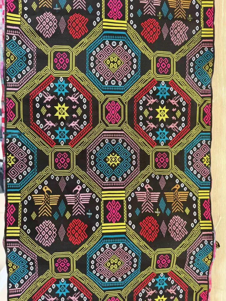 40cm Embroidered Yao Ethnic Brocade Ribbon for DIY Clothing, Wall Hanging, and Homestay Decoration.