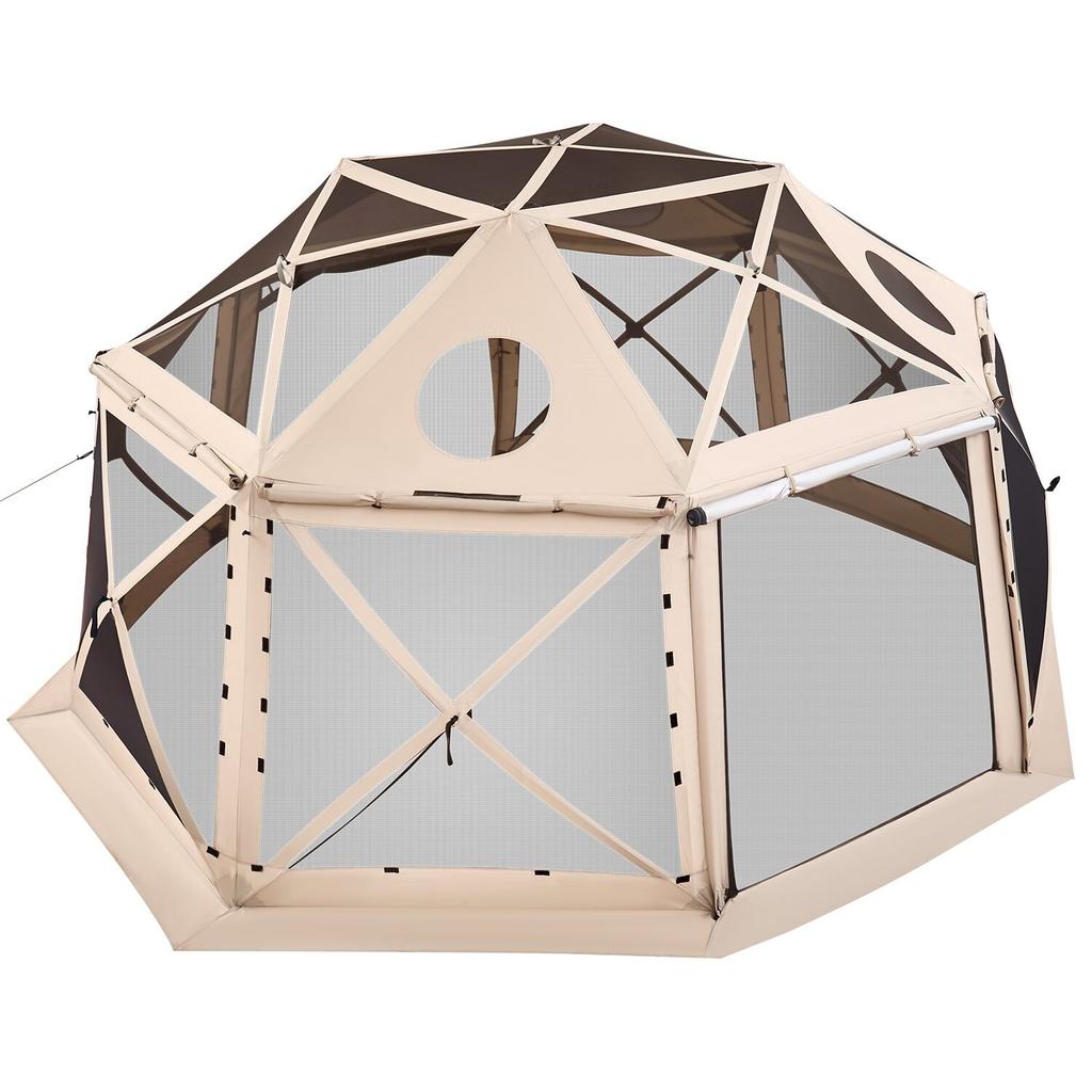 Pop up Gazebo Screen Tent, 4.57 x 4.57 m, 13-Sided Spherical Camping Canopy Tent with Removable Top & Carry Bag, Quick-Set & Bite-Proof, Screen House