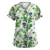 Women's Loose And Casual Printed Uniform Work Uniform V-Neck Pocket Protective Uniform