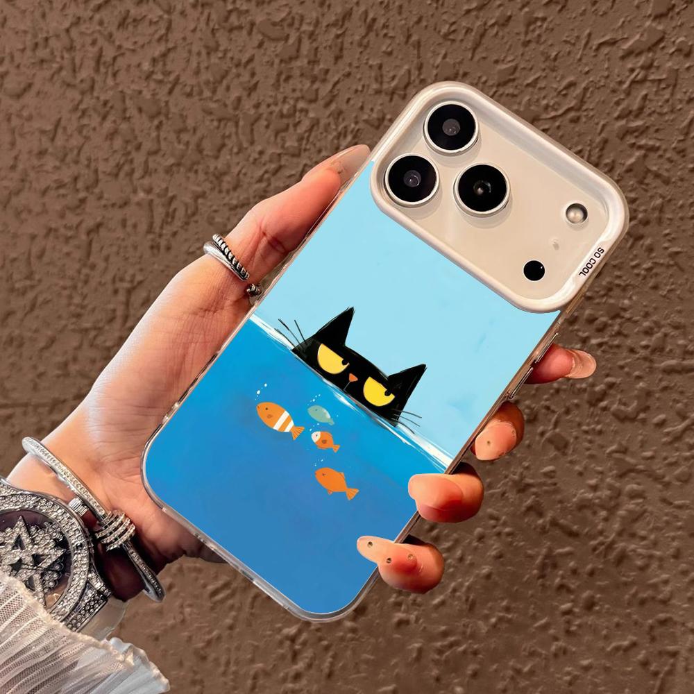 Katzen und Fische Handyhülle für iPhone17 16 15 14 13 12 11 Pro/ Max/Plus stoßfeste Rückseite Anti-Fingerabdruck