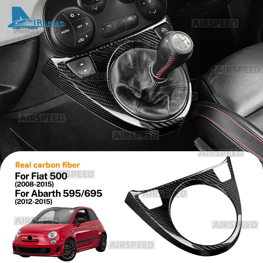 Echte Droge Koolstofvezel Sticker Voor Abarth 595/695/Fiat 500C 2012-2015 Fiat 500 2008-2015 Linksgestuurd Rechtsgestuurd Auto AT/MT Versnellingspookpaneel Trim