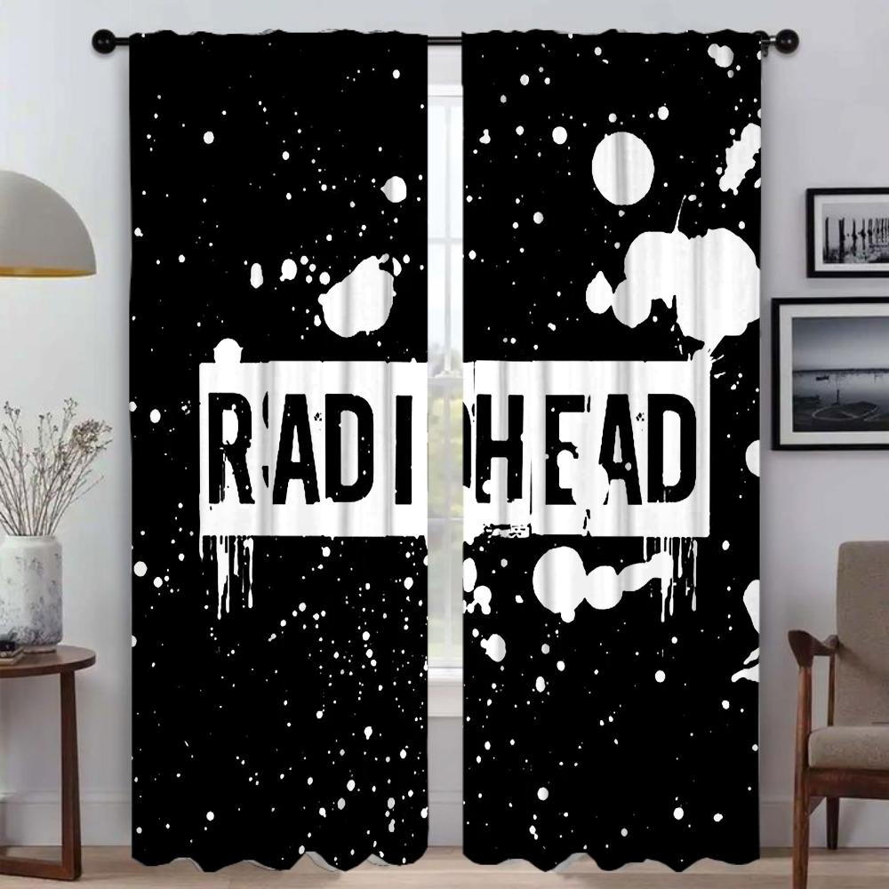 Radiohead Tüll für Schlafzimmer Wohnzimmer Vorhang Halloween Dekoration Küchenvorhänge für Kamera Heiminnenraumvorhänge 2 Stück