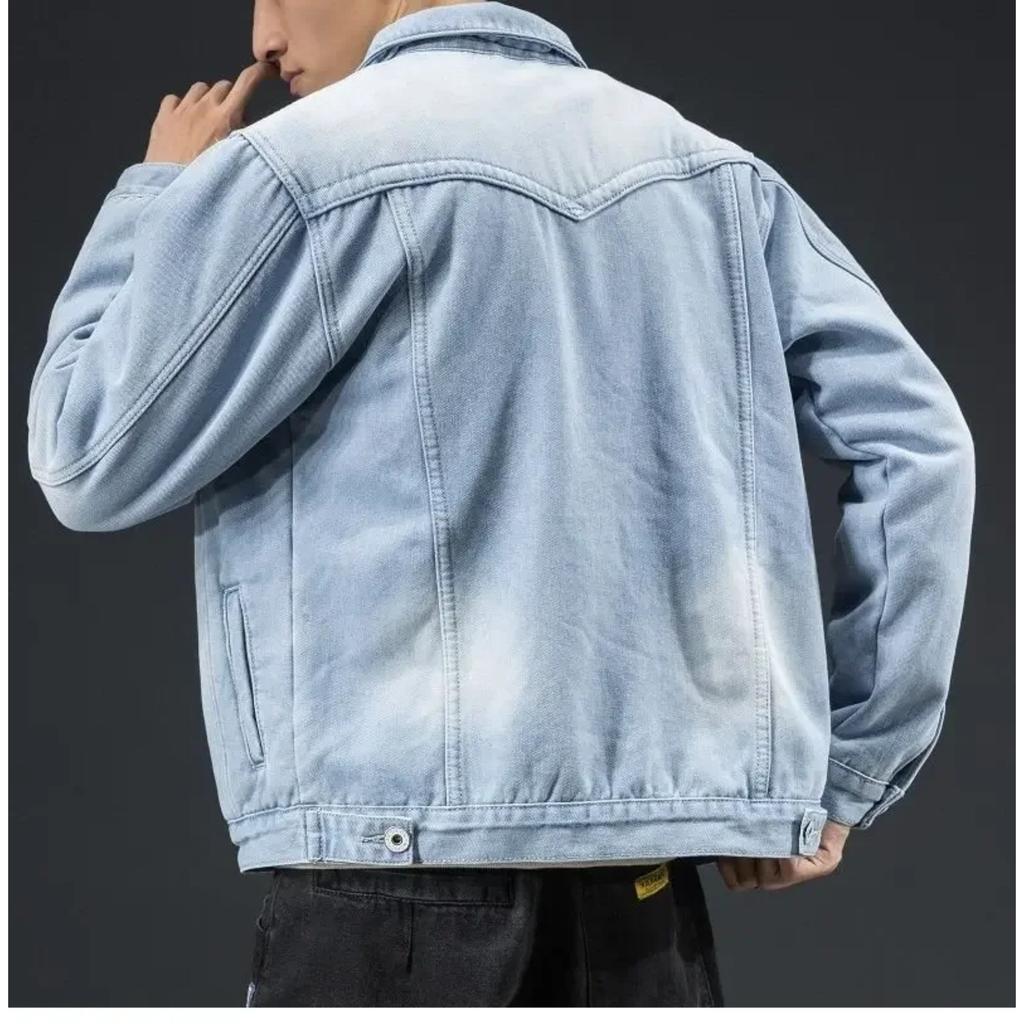 Denim Coat Men Thick Jackets Warm Coats Turn Down Collar Full Sleeve Single Breasted Simple Casual Loose Jacket Winter