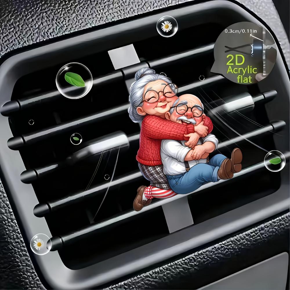 2D Flat Loving Couple Car Vent Clip Decorative Diffuser (fragrance Not Included), Car Interior Decoration, Aromatherapy Clip, Ideal for Holiday Gifts