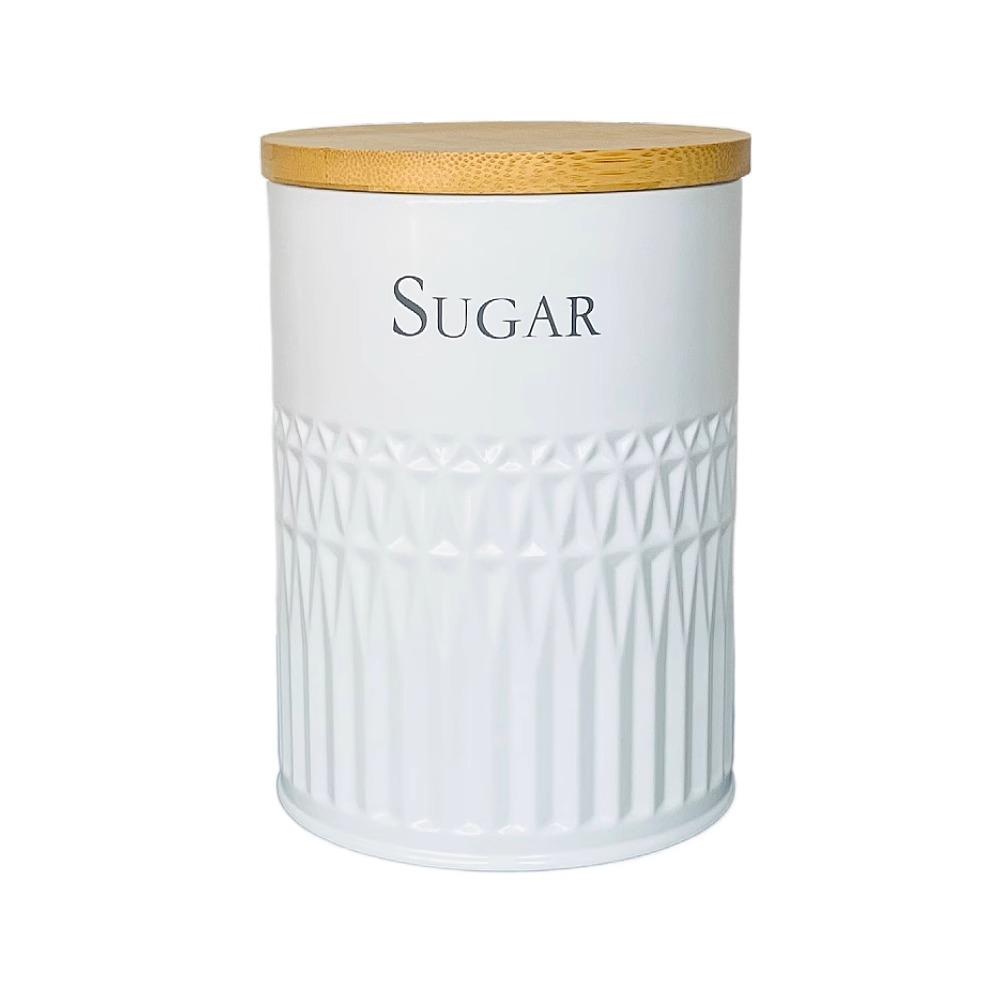 Nordic Iron Tea Canister Coffee Bean Jar Kitchen Sugar Snack Storage Moisture-Proof Bamboo Lid Sealed Container