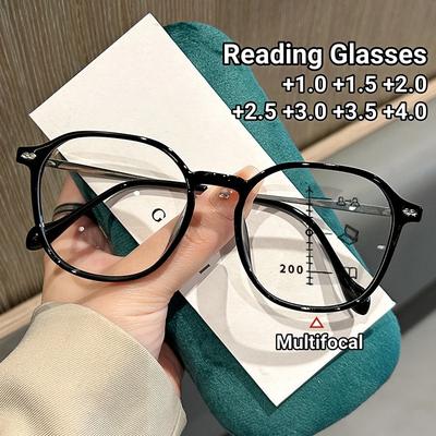 Vintage Polygonal Multifocal Reading Glasses Oversized Frame Presbyopia Glasses for Both Near and Far Use Anti Blue Light Eyewear
