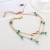 Fashion Women Elegant Beach Anklets Double Layer Inlaid Turquoise Ankle Chain