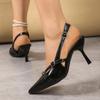 FemaleStrap Pumps Footwear Women Medium Heels Sandal 2025 Fashion Shallow Pointed Toe Ladies Heels Shoes