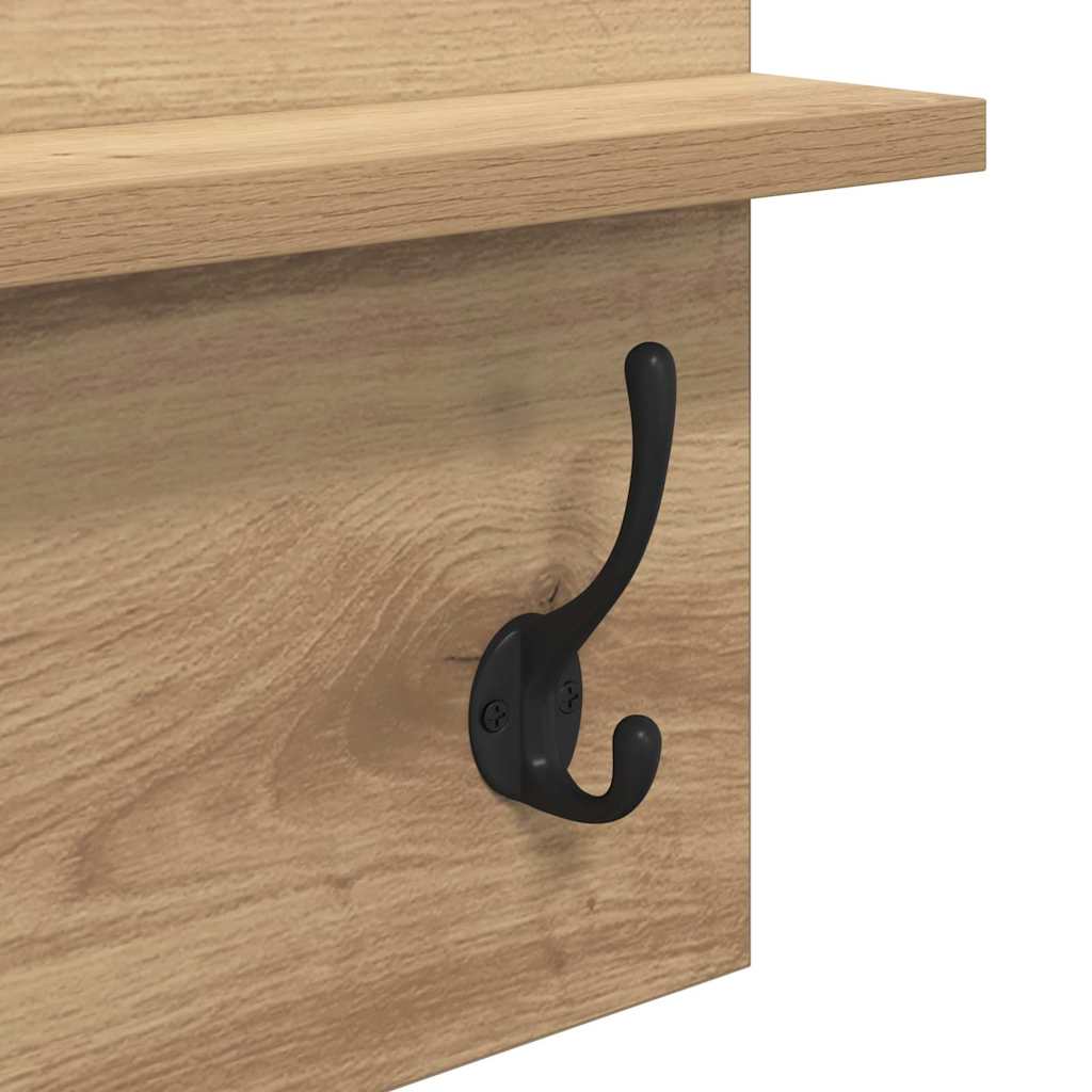 Hallway Furniture Set with Shelf 4 pcs Rustic Oak Wood Material