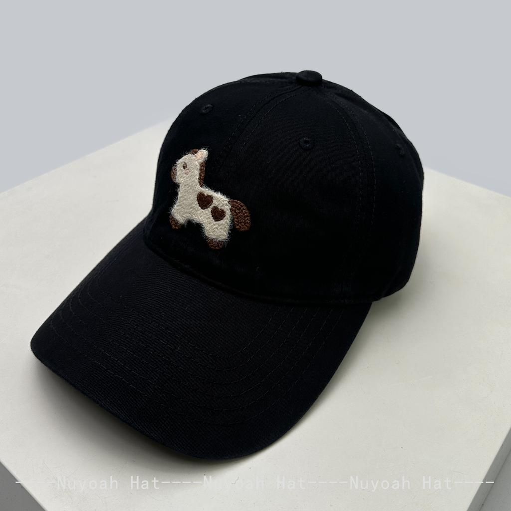 New Unisex Korean Cute Little Horse Baseball Hats Sunshade Cartoon Versatile Simple Peaked Caps Casual Fashion Preppy Style Ins