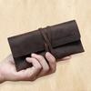 Cowhide Leather Pen Pouch Leather Pencil Storage Bag Retro Stationery Organizer  Office