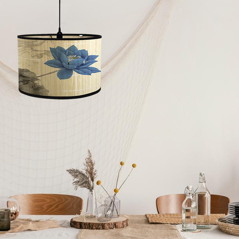 Chinese Retro Style Handmade Bamboo Lamp Shade  Flower Print Lampshade Home Decor Chandelier E27 Lampshade Crafts