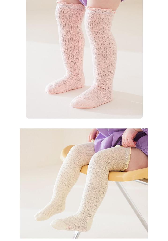 Kids' Candy Color Over-the-Knee Socks - Spring/Summer Breathable Mesh, Combed Cotton Long Socks